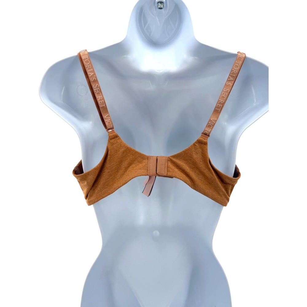 Victorias Secret T-Shirt Lightly Lined‎ Wireless Bra 36D NWT Tan Logo Strap - Picture 4 of 6